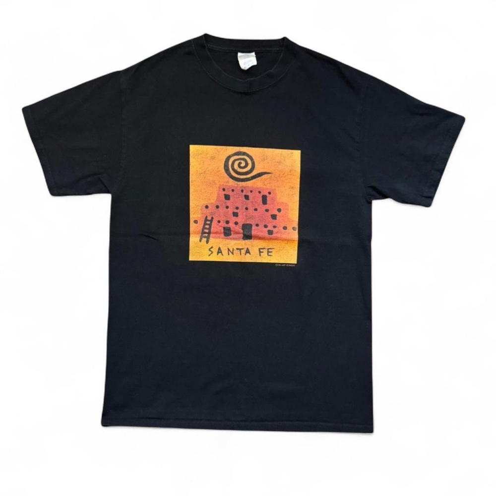 Hillary Vermont VTG 90s Santa Fe New Mexico Art Black Graphic Tee — MEDIUM